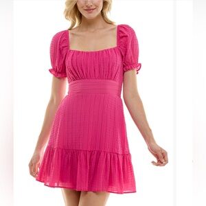 Speechless Fuchsia Puff Sleeve Mini Dress